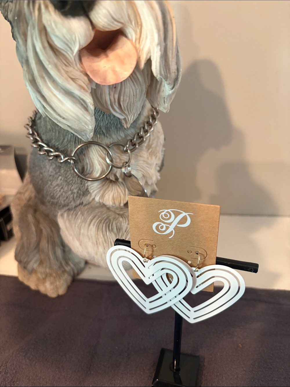 Plunder White Layered Heart Drop Earrings